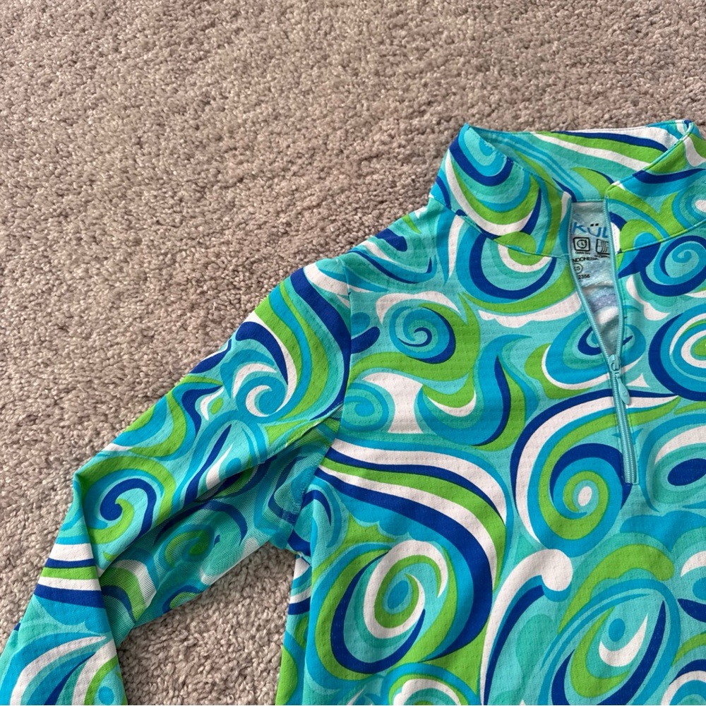 IBKUL UPF 50+ Protection Longsleeve Half Zip Top XS Beach Vacation Workout - Picture 4 of 14